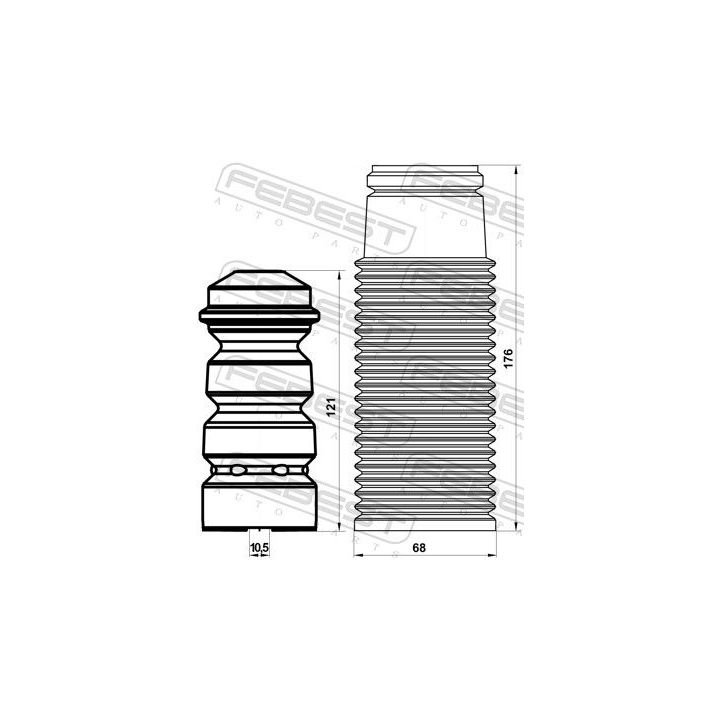 Apsauginio dangtelio komplektas, amortizatorius FEBEST OPSHB-CORDR-KIT