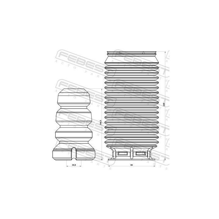 Apsauginio dangtelio komplektas, amortizatorius FEBEST OPSHB-MOVBF-KIT
