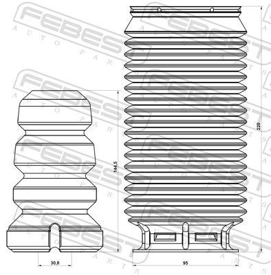 Apsauginio dangtelio komplektas, amortizatorius FEBEST OPSHB-MOVBF-KIT