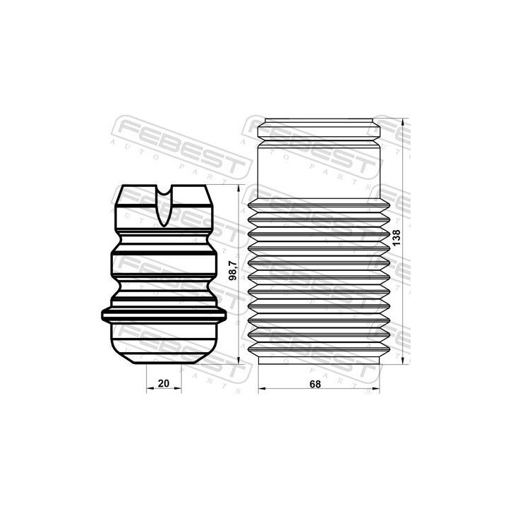 Apsauginio dangtelio komplektas, amortizatorius FEBEST PGSHB-5008F-KIT