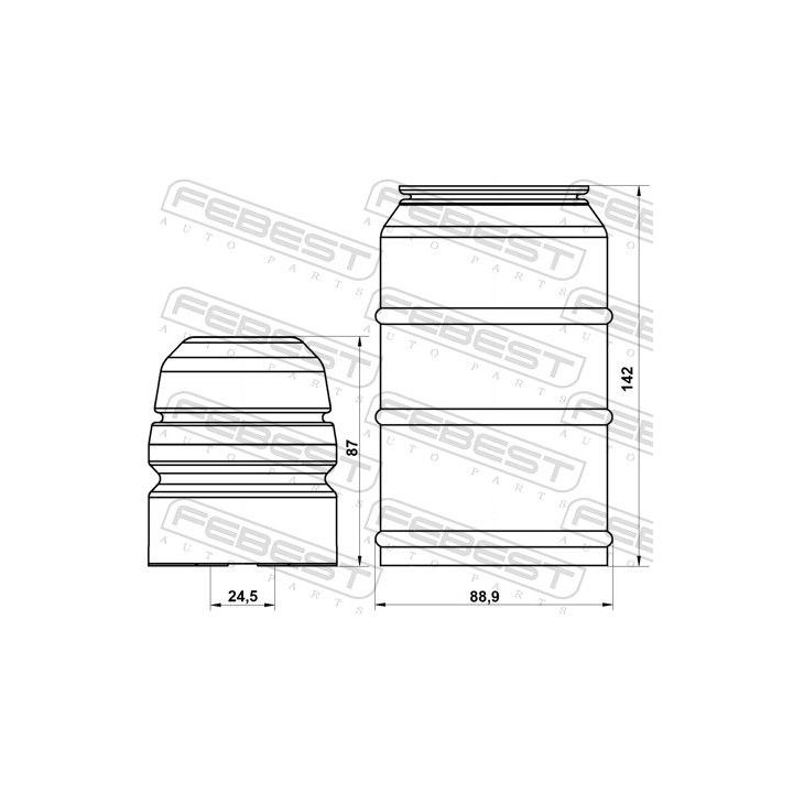 Apsauginio dangtelio komplektas, amortizatorius FEBEST PGSHB-BOXF-KIT