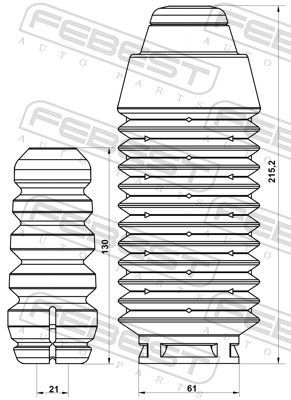 Apsauginio dangtelio komplektas, amortizatorius FEBEST RNSHB-KANGIIF-KIT