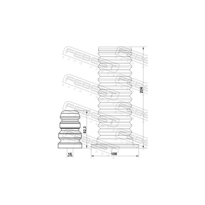 Apsauginio dangtelio komplektas, amortizatorius FEBEST RNSHB-KAPTF-KIT