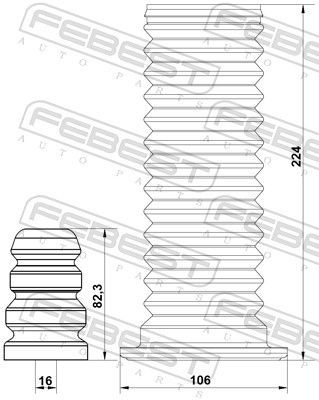 Apsauginio dangtelio komplektas, amortizatorius FEBEST RNSHB-KAPTF-KIT