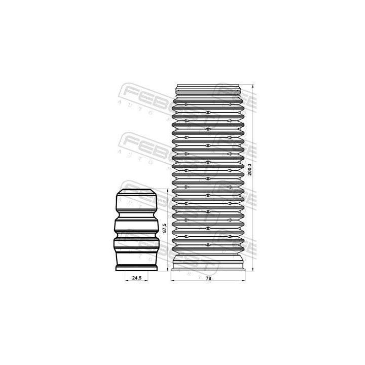 Apsauginio dangtelio komplektas, amortizatorius FEBEST SKSHB-OCTIIF-KIT