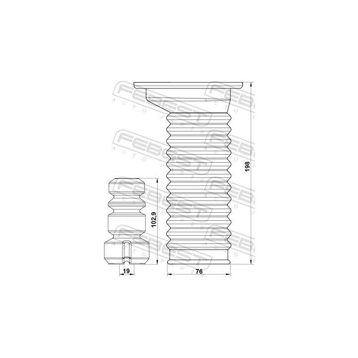 Apsauginio dangtelio komplektas, amortizatorius FEBEST TSHB-NLP10F-KIT