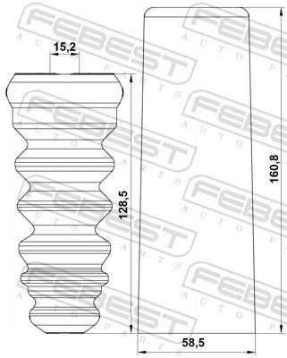 Apsauginio dangtelio komplektas, amortizatorius FEBEST VWSHB-GOLVIR-KIT