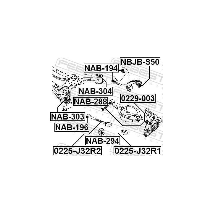 Stebulės laikiklio įvorė FEBEST NAB-303