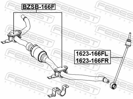 Remonto komplektas, stabilizatoriaus pakaba FEBEST BZSB-166F