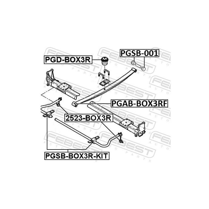 Remonto komplektas, stabilizatoriaus pakaba FEBEST PGSB-BOX3R-KIT
