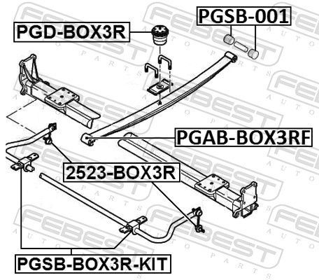 Remonto komplektas, stabilizatoriaus pakaba FEBEST PGSB-BOX3R-KIT