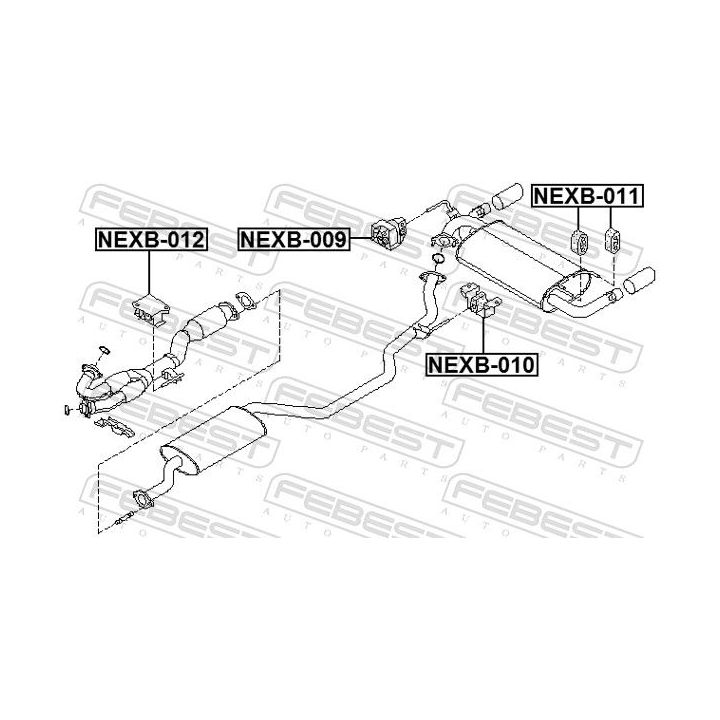 Montavimo komplektas, išmetimo sistema FEBEST NEXB-010