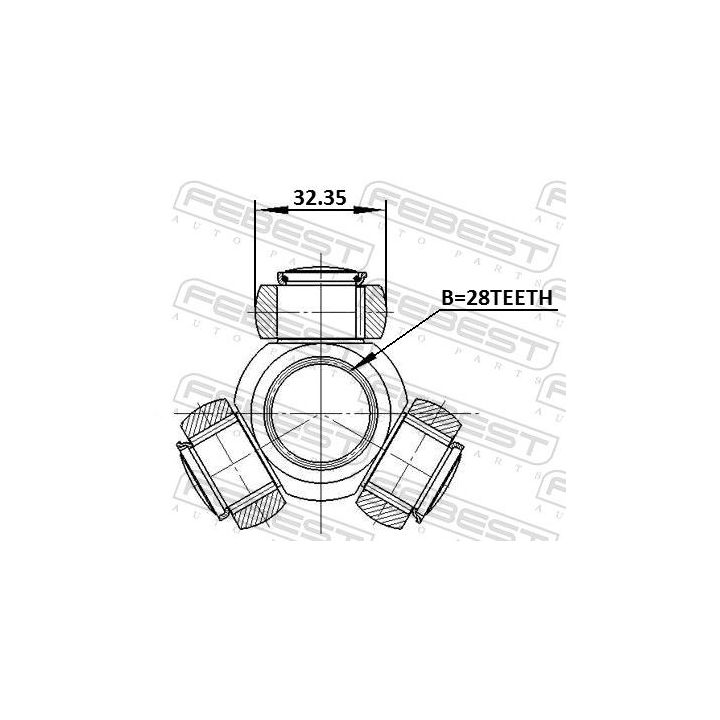 Trikojo įvorė, kardaninis velenas FEBEST 0716-RS415