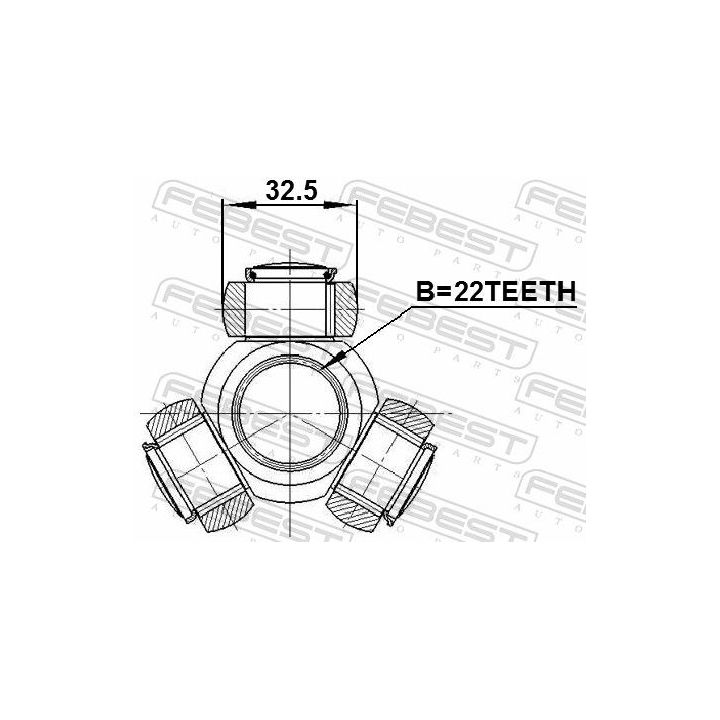 Trikojo įvorė, kardaninis velenas FEBEST 2216-CER