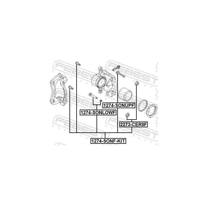 Kreipiančiųjų movų rinkinys, stabdžių apkaba FEBEST 1274-SONF-KIT