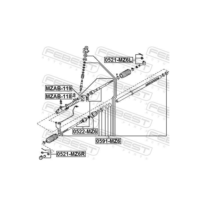 Montavimas, vairavimo pavara FEBEST MZAB-119