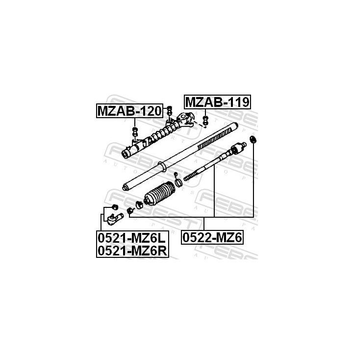 Montavimas, vairavimo pavara FEBEST MZAB-120