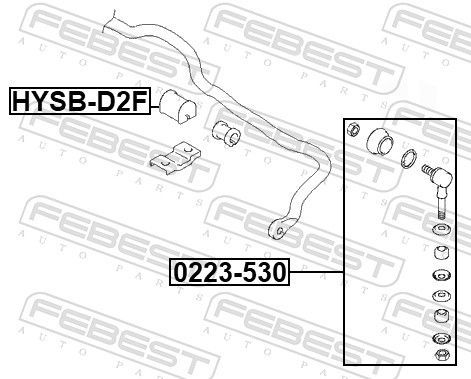 Skersinio stabilizatoriaus įvorių komplektas FEBEST HYSB-D2F