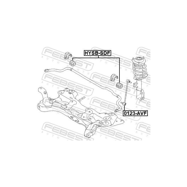 Skersinio stabilizatoriaus įvorių komplektas FEBEST HYSB-SDF