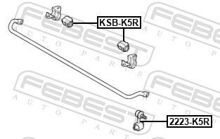 Skersinio stabilizatoriaus įvorių komplektas FEBEST KSB-K5R