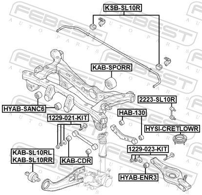 Skersinio stabilizatoriaus įvorių komplektas FEBEST KSB-SL10R