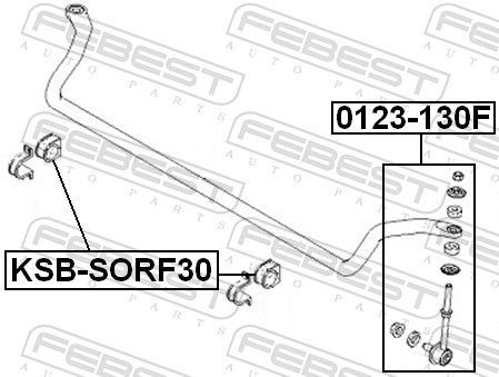 Skersinio stabilizatoriaus įvorių komplektas FEBEST KSB-SORF30