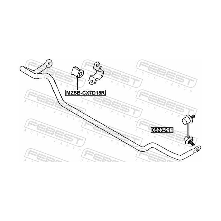 Skersinio stabilizatoriaus įvorių komplektas FEBEST MZSB-CX7D15R