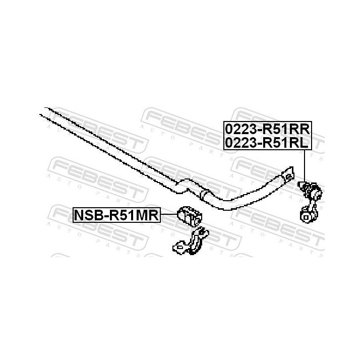 Skersinio stabilizatoriaus įvorių komplektas FEBEST NSB-R51MR