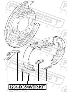 Priedų komplektas, stovėjimo stabdžių trinkelės FEBEST 1204-IX354WDR-KIT