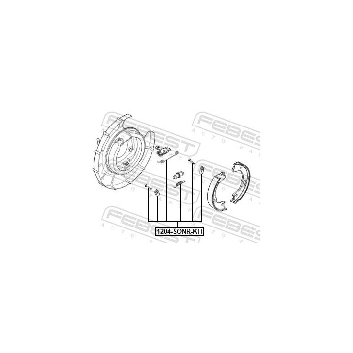 Priedų komplektas, stovėjimo stabdžių trinkelės FEBEST 1204-SONR-KIT