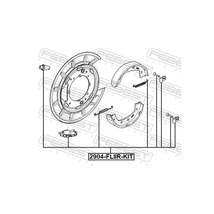 Priedų komplektas, stovėjimo stabdžių trinkelės FEBEST 2904-FLIIR-KIT