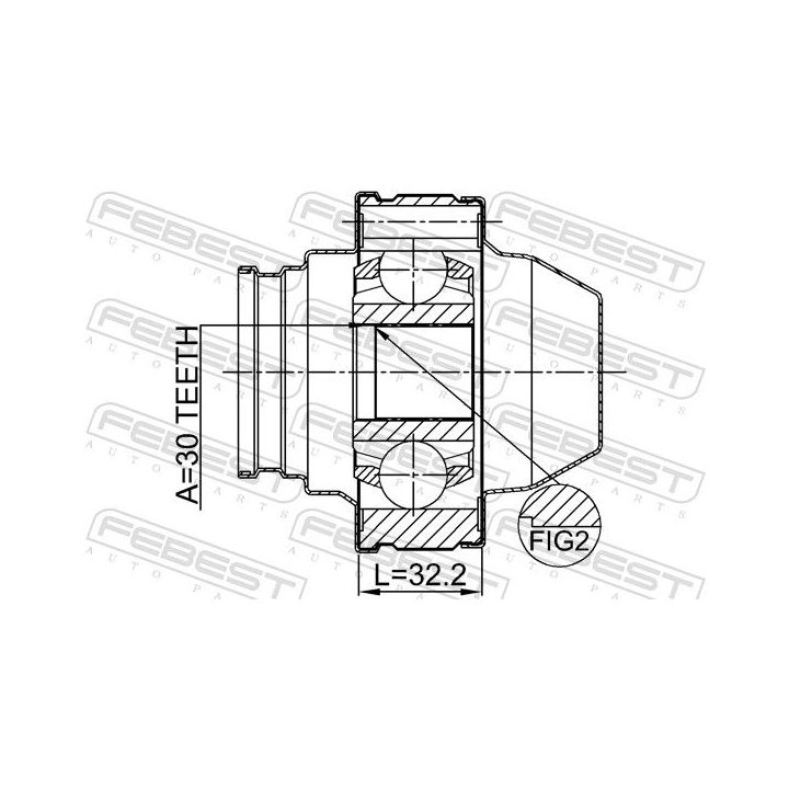 Jungtis, kardaninis velenas FEBEST 2211-FQSHA