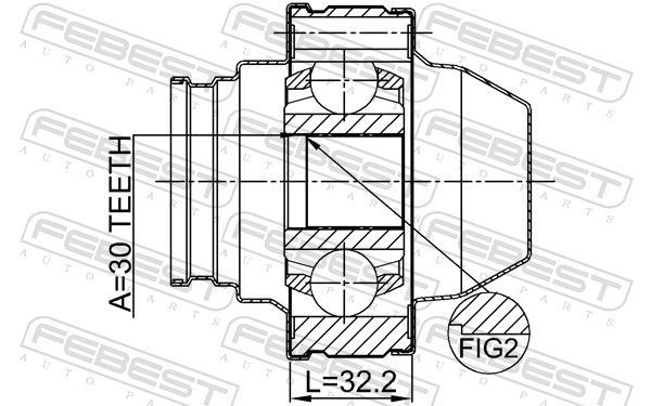 Jungtis, kardaninis velenas FEBEST 2211-FQSHA