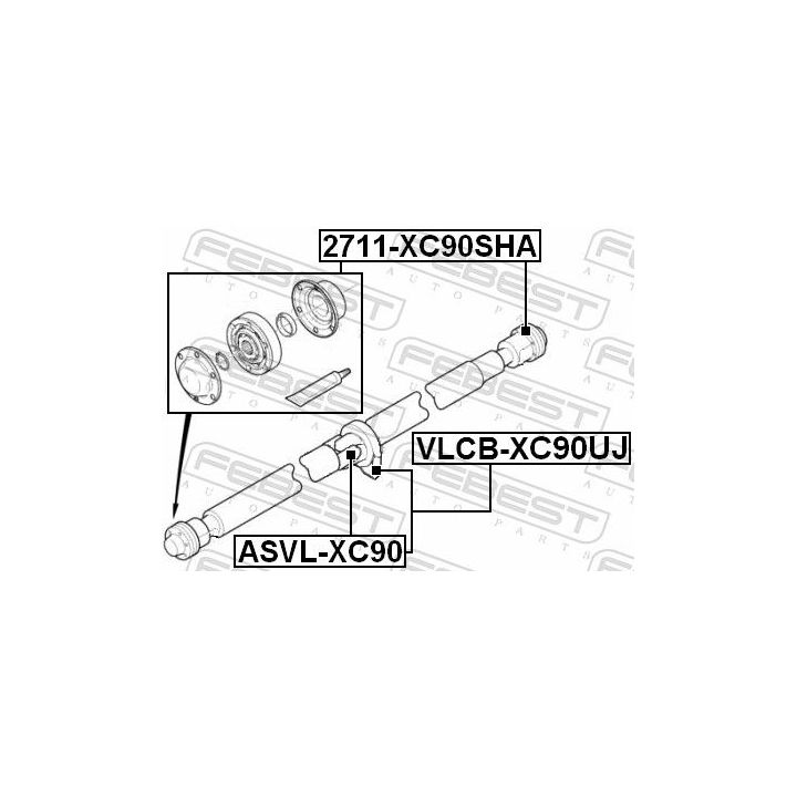 Jungtis, kardaninis velenas FEBEST ASVL-XC90