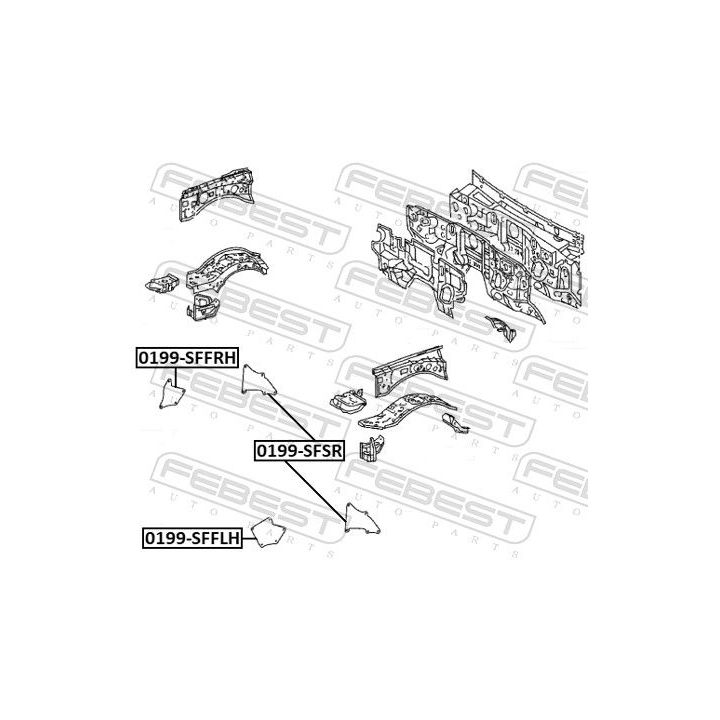 Plokščių apkalas, purvasargis FEBEST 0199-SFFRH