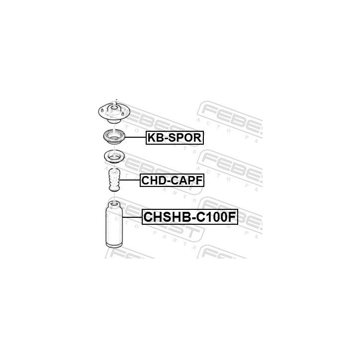 Frikcinis guolis, pakabos statramsčio atramos montavimas FEBEST KB-SPOR