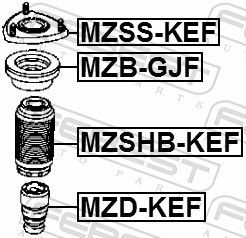 Frikcinis guolis, pakabos statramsčio atramos montavimas FEBEST MZB-GJF