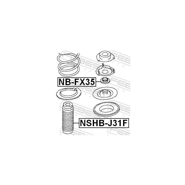 Frikcinis guolis, pakabos statramsčio atramos montavimas FEBEST NB-FX35