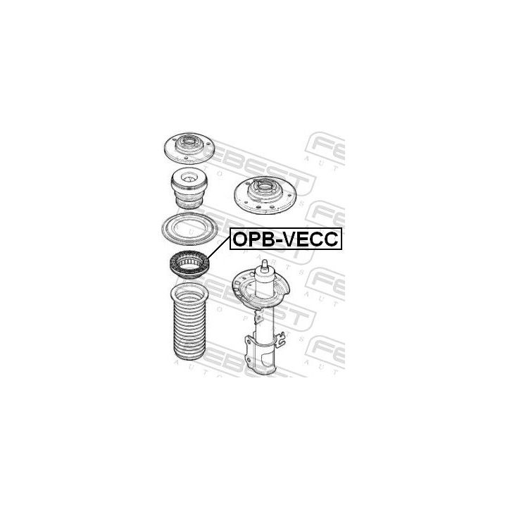 Frikcinis guolis, pakabos statramsčio atramos montavimas FEBEST OPB-VECC