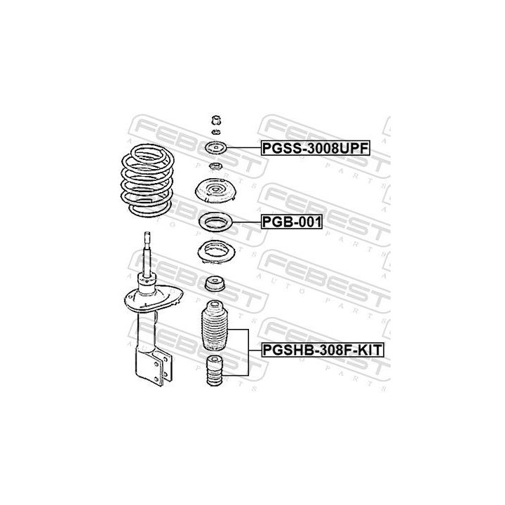 Frikcinis guolis, pakabos statramsčio atramos montavimas FEBEST PGB-001