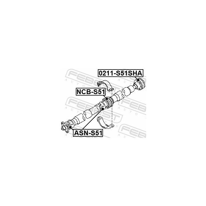 Guolis, kardaninio veleno centrinis guolis FEBEST NCB-S51