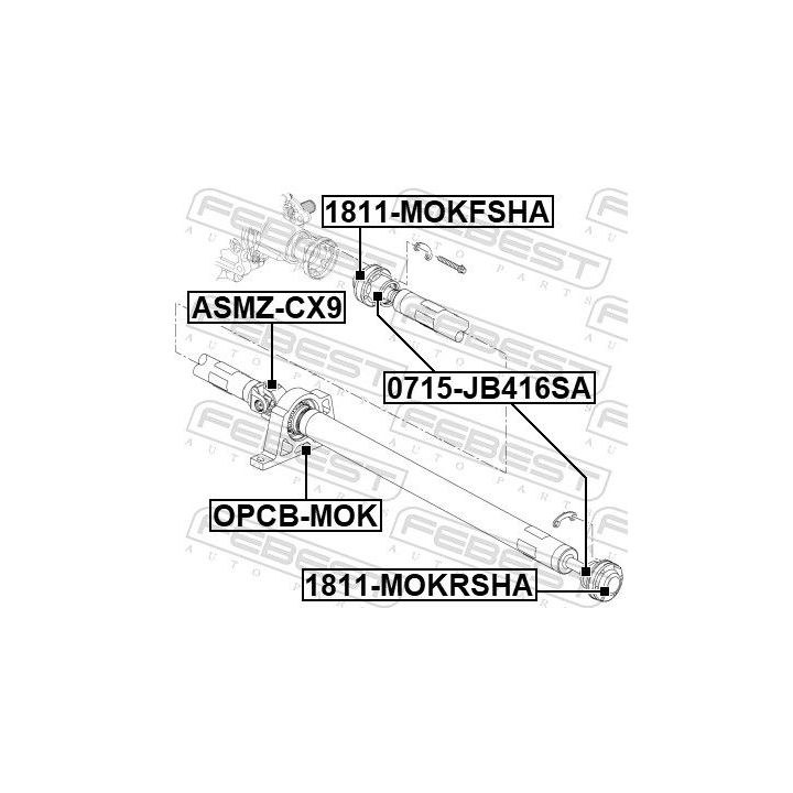 Guolis, kardaninio veleno centrinis guolis FEBEST OPCB-MOK