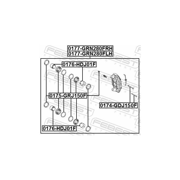 Kreipiantysis varžtas, stabdžių apkaba FEBEST 0174-GDJ150F