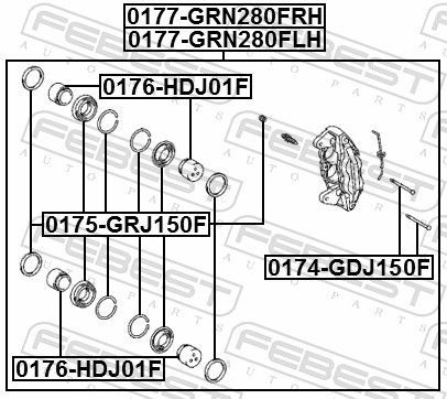 Kreipiantysis varžtas, stabdžių apkaba FEBEST 0174-GDJ150F