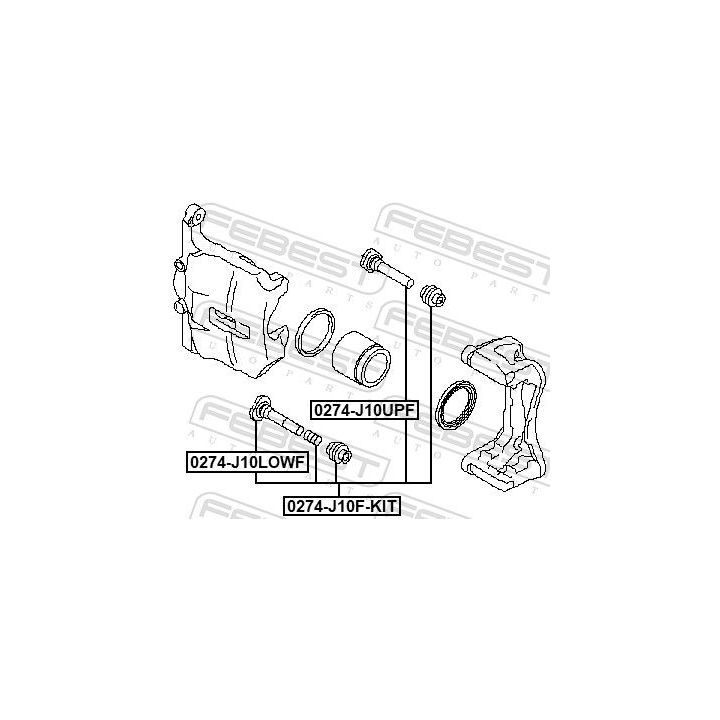 Kreipiantysis varžtas, stabdžių apkaba FEBEST 0274-J10F-KIT