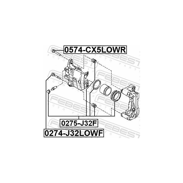 Kreipiantysis varžtas, stabdžių apkaba FEBEST 0274-J32LOWF