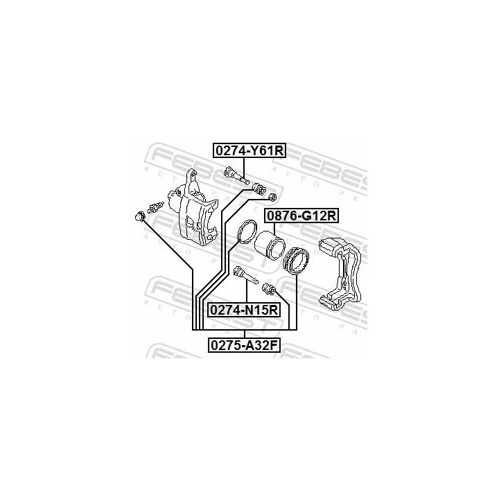 Kreipiantysis varžtas, stabdžių apkaba FEBEST 0274-N15R