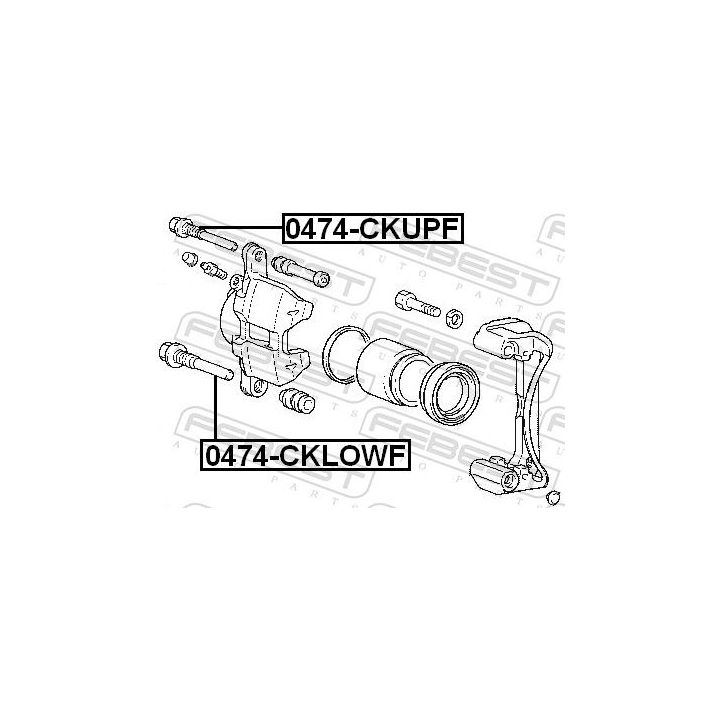 Kreipiantysis varžtas, stabdžių apkaba FEBEST 0474-CKLOWF