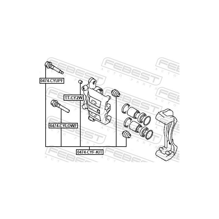 Kreipiantysis varžtas, stabdžių apkaba FEBEST 0474-CYF-KIT
