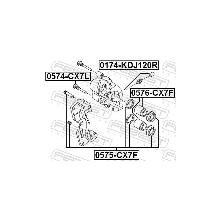 Kreipiantysis varžtas, stabdžių apkaba FEBEST 0574-CX7L